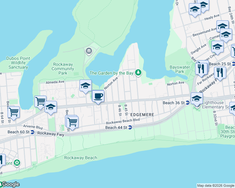 map of restaurants, bars, coffee shops, grocery stores, and more near 415 B 46 Street in Queens