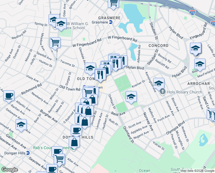 map of restaurants, bars, coffee shops, grocery stores, and more near 26 Mc Cormick Place in Staten Island