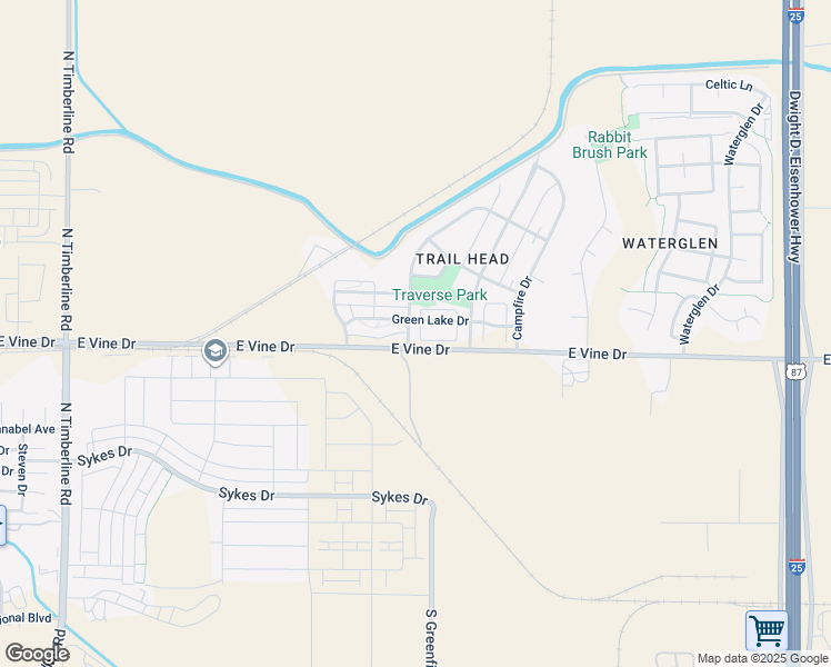 map of restaurants, bars, coffee shops, grocery stores, and more near 3263 East Vine Drive in Fort Collins
