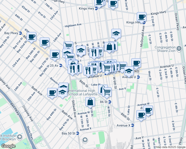map of restaurants, bars, coffee shops, grocery stores, and more near in Brooklyn