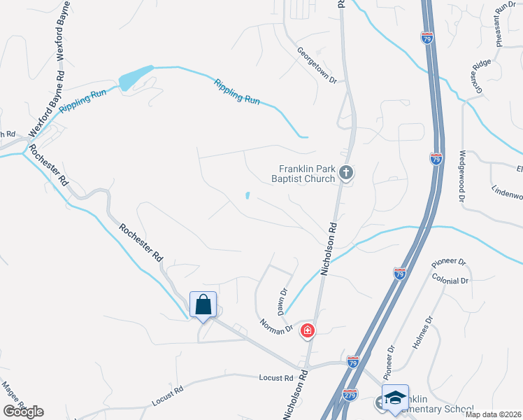 map of restaurants, bars, coffee shops, grocery stores, and more near 1414 Mystic Valley Dr in Sewickley