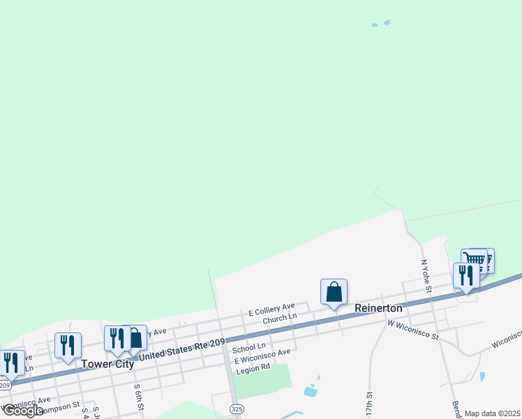 map of restaurants, bars, coffee shops, grocery stores, and more near in Tower City