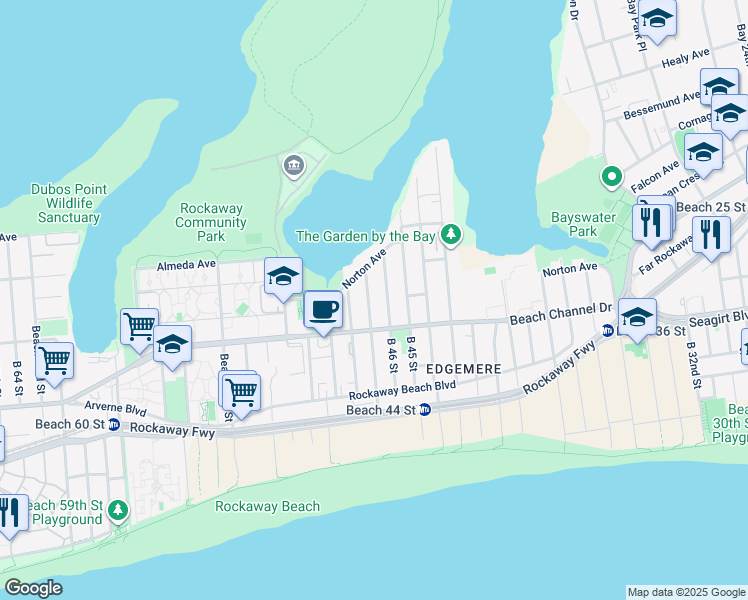 map of restaurants, bars, coffee shops, grocery stores, and more near 415 B 46 Street in Queens