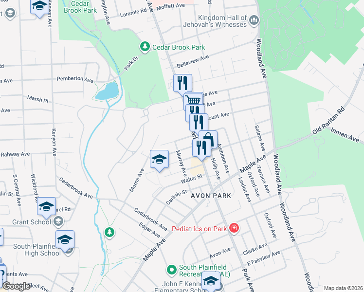 map of restaurants, bars, coffee shops, grocery stores, and more near 113 Chambers Street in South Plainfield