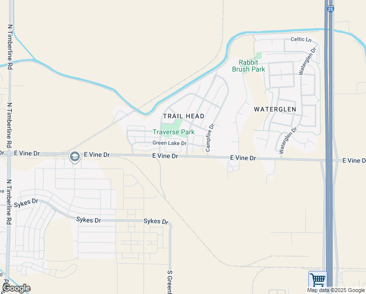 map of restaurants, bars, coffee shops, grocery stores, and more near 719 Greenfields Drive in Fort Collins