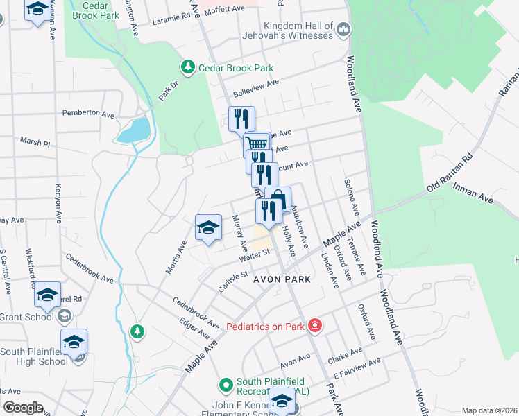 map of restaurants, bars, coffee shops, grocery stores, and more near 113 Chambers Street in South Plainfield