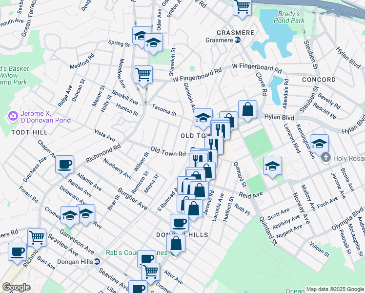 map of restaurants, bars, coffee shops, grocery stores, and more near in Staten Island