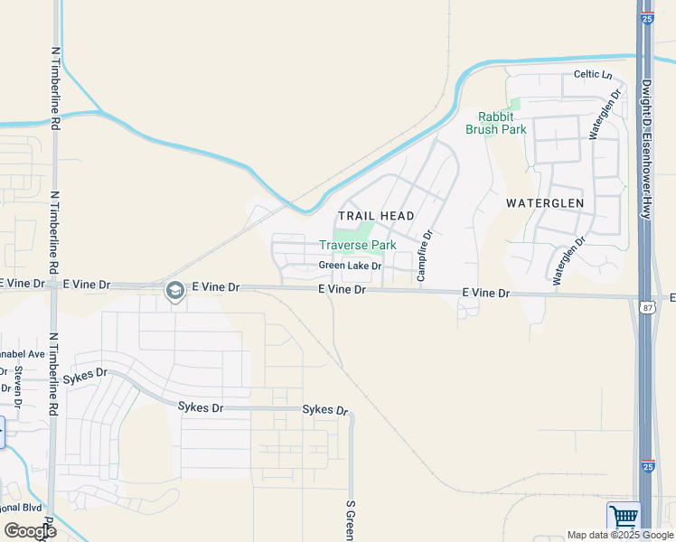 map of restaurants, bars, coffee shops, grocery stores, and more near 3263 East Vine Drive in Fort Collins