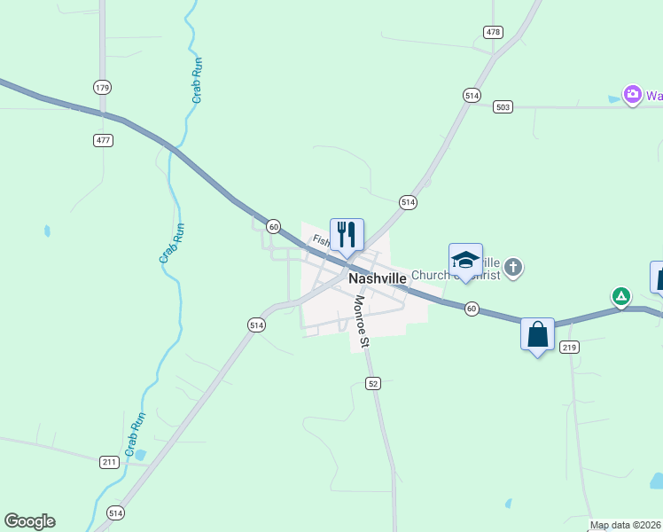 map of restaurants, bars, coffee shops, grocery stores, and more near 204 Kettle Street in Nashville