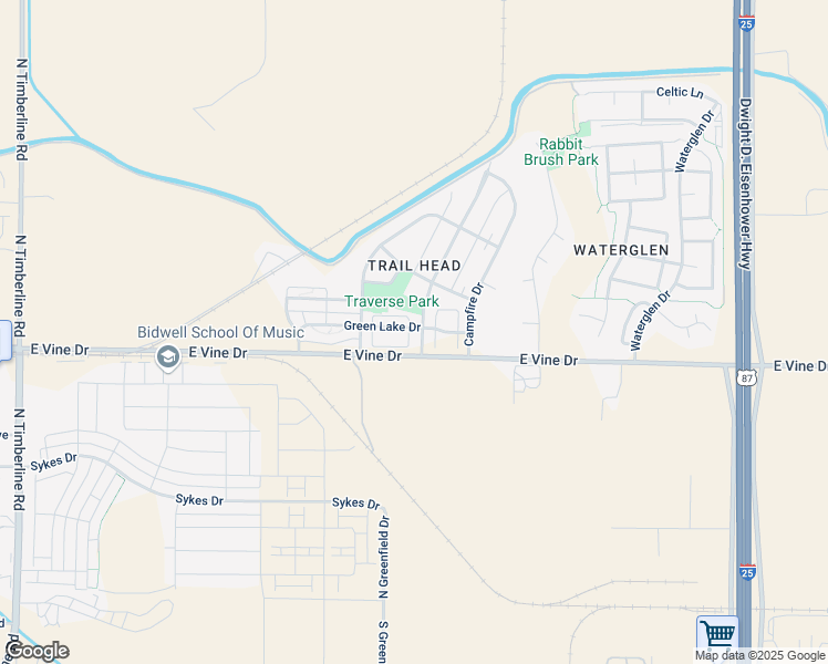 map of restaurants, bars, coffee shops, grocery stores, and more near 719 Greenfields Drive in Fort Collins