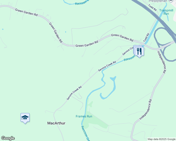 map of restaurants, bars, coffee shops, grocery stores, and more near 109 Valley View Drive in Aliquippa