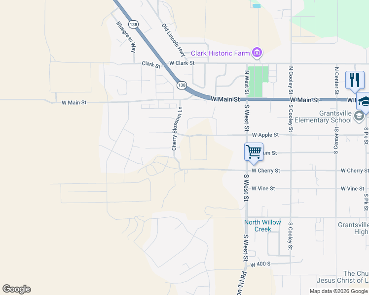 map of restaurants, bars, coffee shops, grocery stores, and more near 130 South Liberty Landing in Grantsville