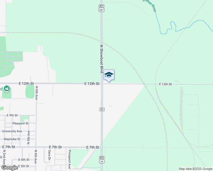 map of restaurants, bars, coffee shops, grocery stores, and more near 1970 East 12th Street in Hastings