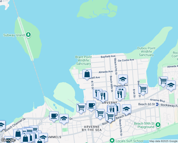 map of restaurants, bars, coffee shops, grocery stores, and more near 667 Hillmeyer Avenue in Queens