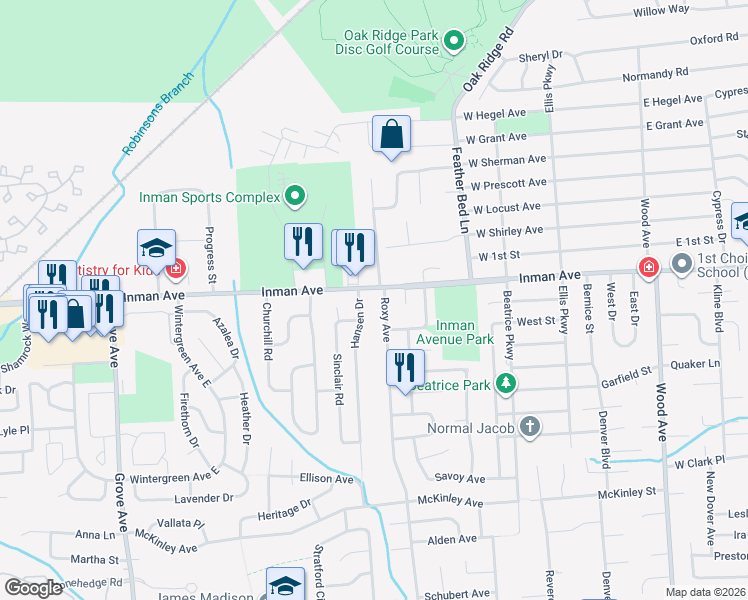 map of restaurants, bars, coffee shops, grocery stores, and more near 945 Inman Avenue in Edison