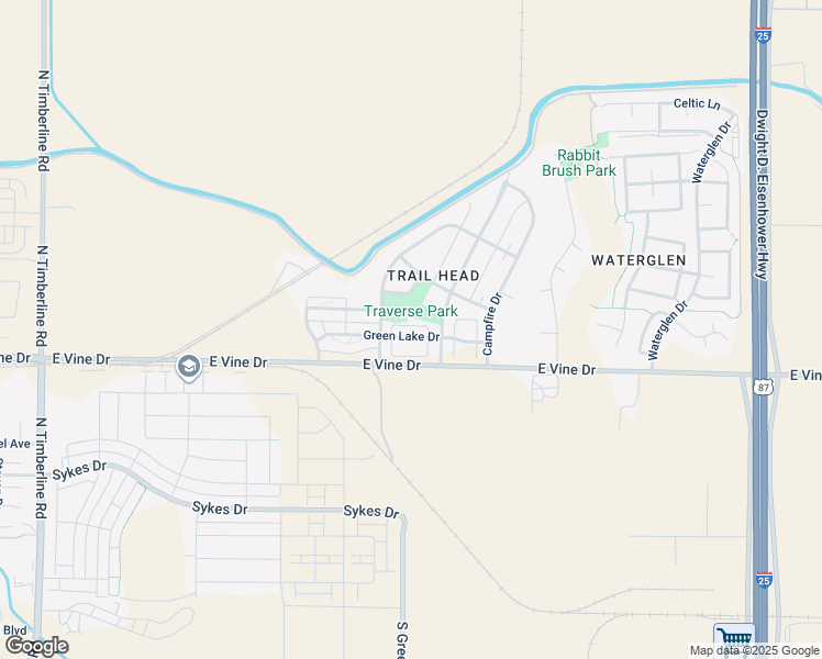 map of restaurants, bars, coffee shops, grocery stores, and more near 3336 Green Lake Drive in Fort Collins