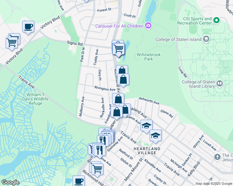 map of restaurants, bars, coffee shops, grocery stores, and more near 21 Jennifer Court in Staten Island