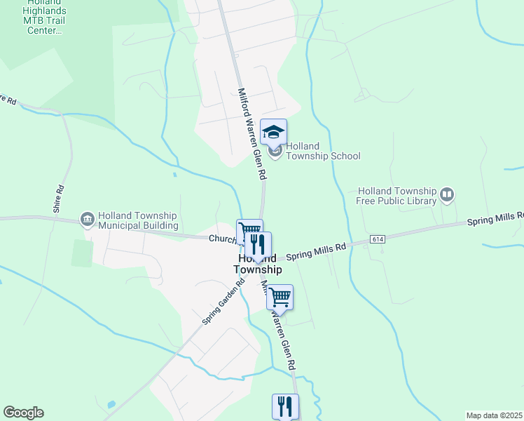 map of restaurants, bars, coffee shops, grocery stores, and more near 710 Milford Warren Glen Road in Milford