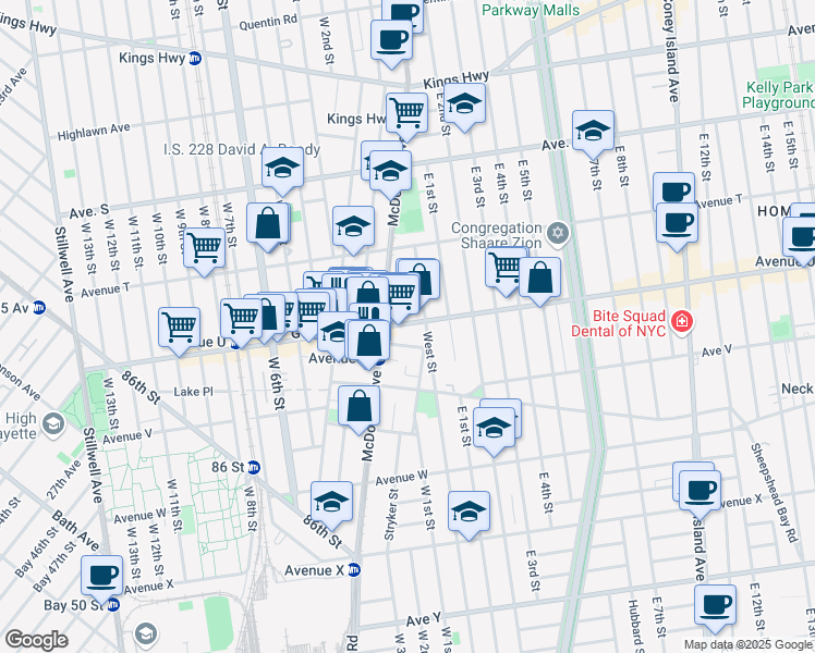 map of restaurants, bars, coffee shops, grocery stores, and more near in Brooklyn