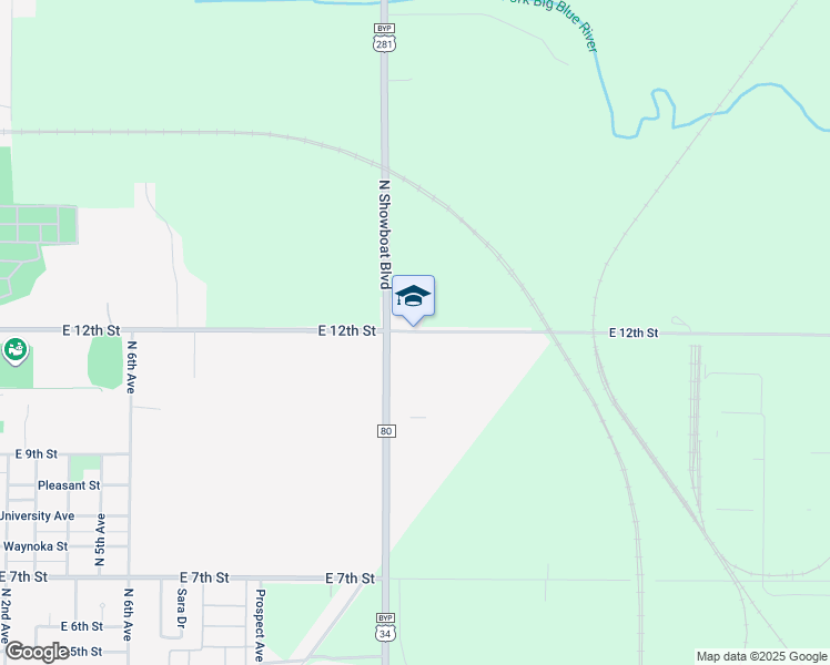 map of restaurants, bars, coffee shops, grocery stores, and more near 1970 East 12th Street in Hastings