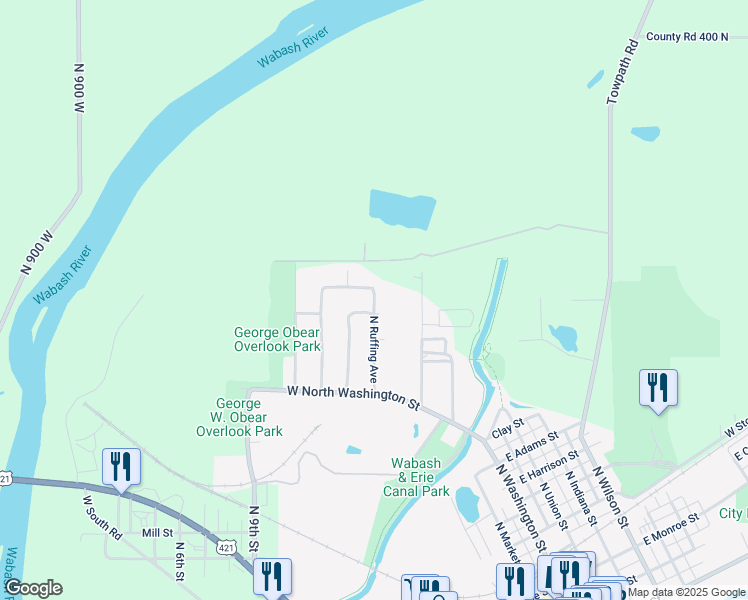 map of restaurants, bars, coffee shops, grocery stores, and more near 4358-4998 West Smith Avenue in Delphi