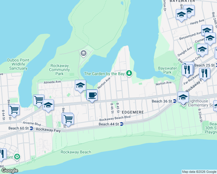 map of restaurants, bars, coffee shops, grocery stores, and more near 470 B 46 Street in Queens