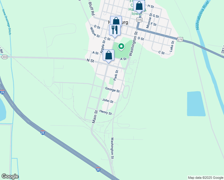 map of restaurants, bars, coffee shops, grocery stores, and more near 301 George Street in Hamburg