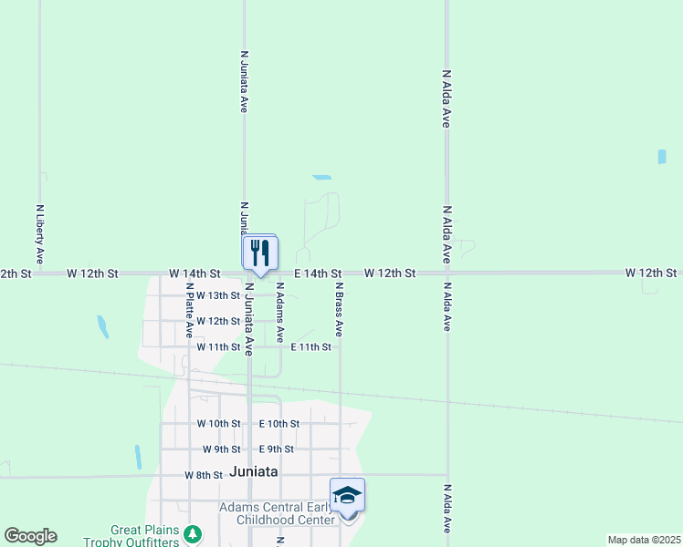 map of restaurants, bars, coffee shops, grocery stores, and more near East 14th Street in Juniata