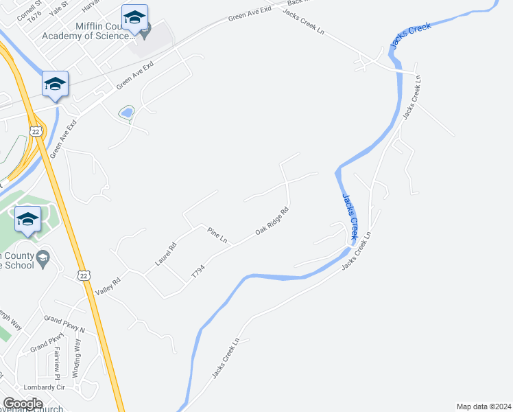 map of restaurants, bars, coffee shops, grocery stores, and more near 94 Walnut Road in Lewistown