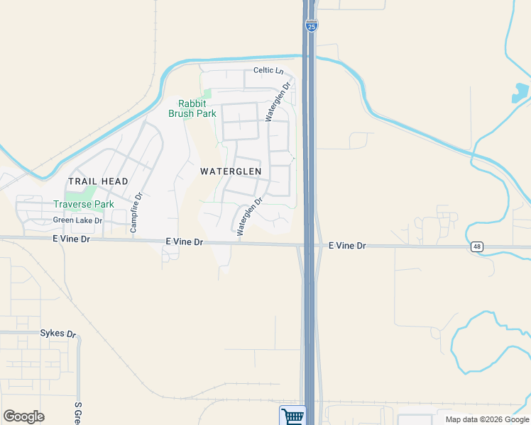 map of restaurants, bars, coffee shops, grocery stores, and more near 802 Waterglen Drive in Fort Collins