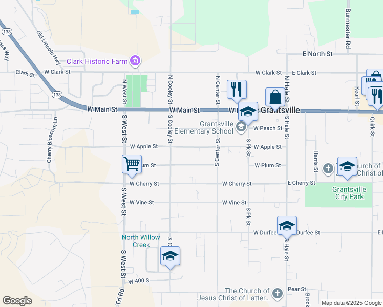 map of restaurants, bars, coffee shops, grocery stores, and more near 269 West Apple Street in Grantsville