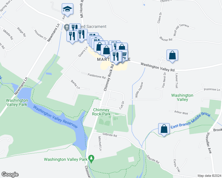 map of restaurants, bars, coffee shops, grocery stores, and more near 120 Loft Drive in Bridgewater