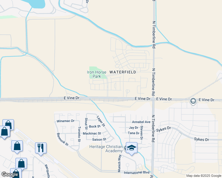 map of restaurants, bars, coffee shops, grocery stores, and more near 2226 East Vine Drive in Fort Collins