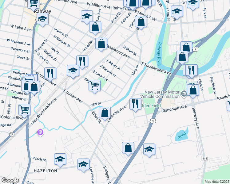 map of restaurants, bars, coffee shops, grocery stores, and more near 819 Laurel Place in Rahway