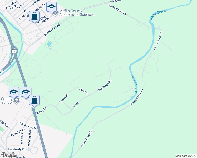 map of restaurants, bars, coffee shops, grocery stores, and more near 94 Walnut Road in Lewistown