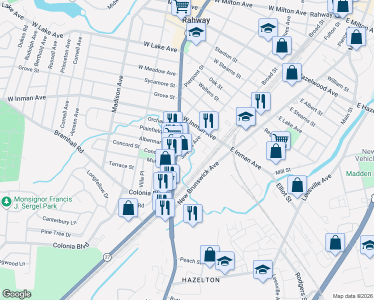 map of restaurants, bars, coffee shops, grocery stores, and more near 429 Jaques Avenue in Rahway