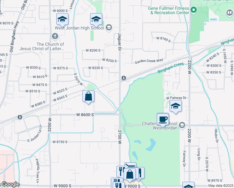 map of restaurants, bars, coffee shops, grocery stores, and more near 8464 South 2700 West in West Jordan