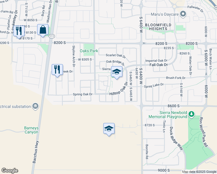 map of restaurants, bars, coffee shops, grocery stores, and more near in West Jordan