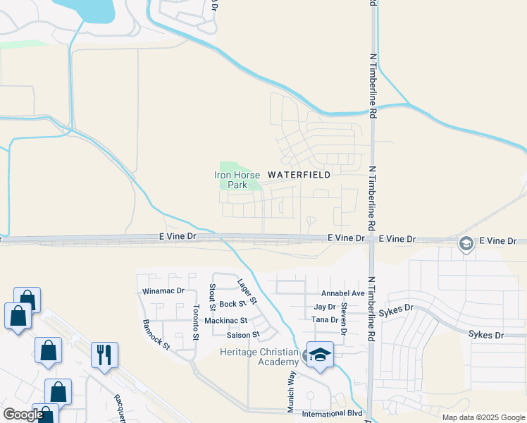 map of restaurants, bars, coffee shops, grocery stores, and more near 2226 East Vine Drive in Fort Collins