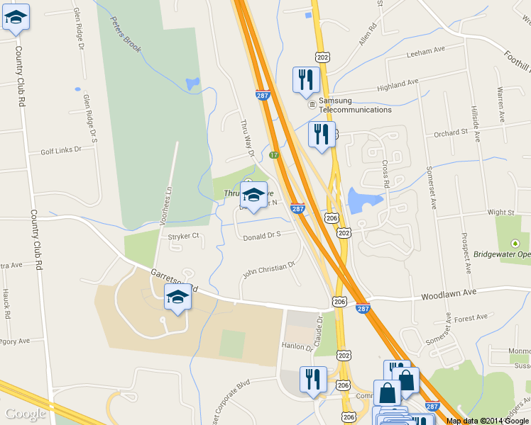 map of restaurants, bars, coffee shops, grocery stores, and more near 690 Donald Drive North in Bridgewater