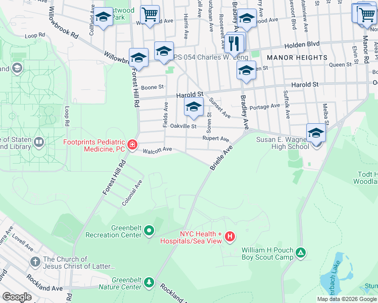 map of restaurants, bars, coffee shops, grocery stores, and more near 178 Washington Avenue in Staten Island