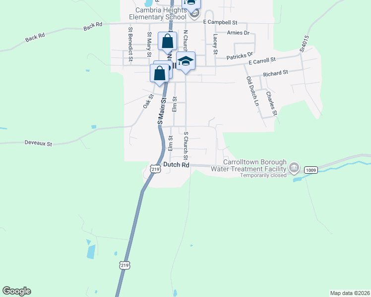 map of restaurants, bars, coffee shops, grocery stores, and more near 140 Flick Ave in Carrolltown