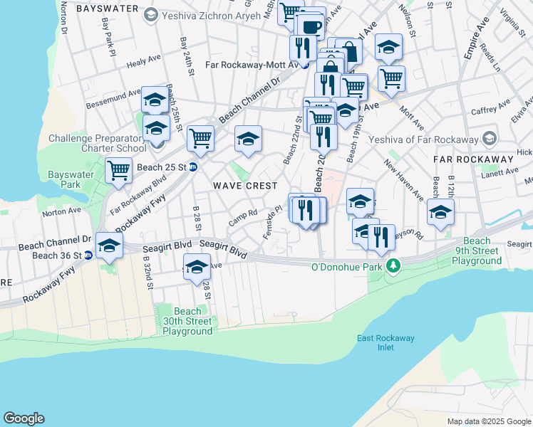 map of restaurants, bars, coffee shops, grocery stores, and more near 3-76 Briar Place in Queens