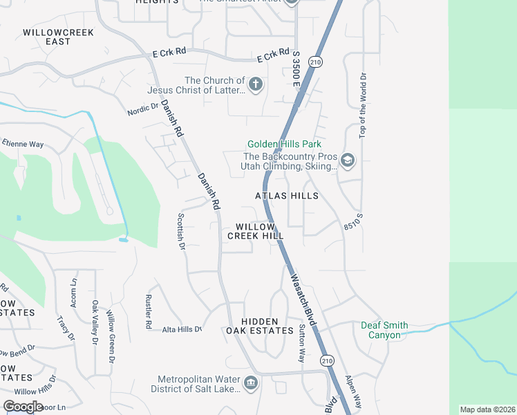 map of restaurants, bars, coffee shops, grocery stores, and more near 8461 Daneborg Circle in Cottonwood Heights