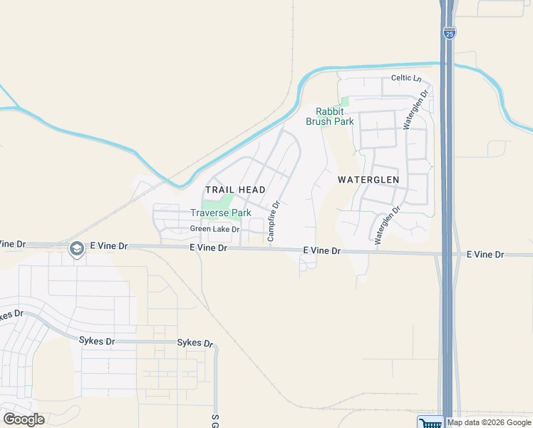 map of restaurants, bars, coffee shops, grocery stores, and more near 3481 Yule Trail Drive in Fort Collins