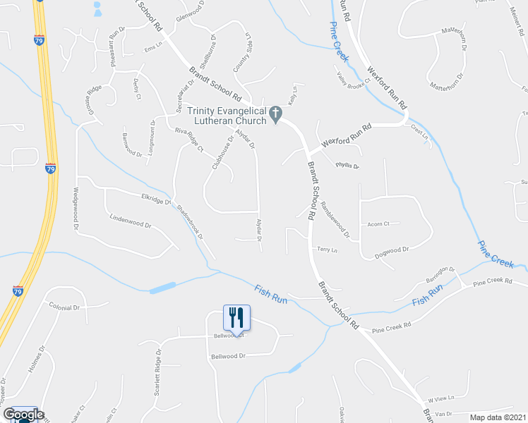 map of restaurants, bars, coffee shops, grocery stores, and more near 2478 Alydar Drive in Wexford