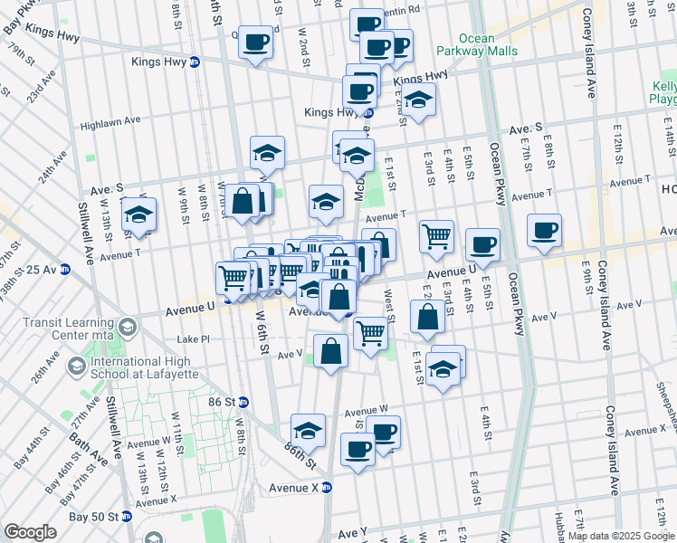 map of restaurants, bars, coffee shops, grocery stores, and more near 271 Lake Street in Brooklyn