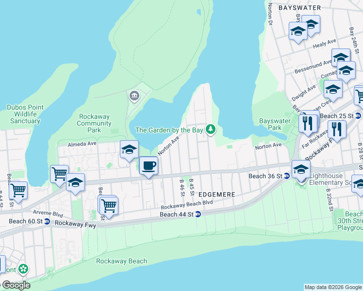 map of restaurants, bars, coffee shops, grocery stores, and more near 470 B 46 Street in Queens