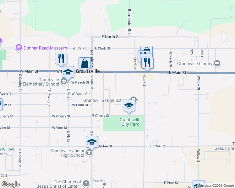 map of restaurants, bars, coffee shops, grocery stores, and more near 113 Harris Street in Grantsville
