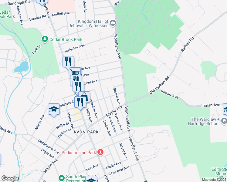 map of restaurants, bars, coffee shops, grocery stores, and more near 1764 Selene Avenue in South Plainfield